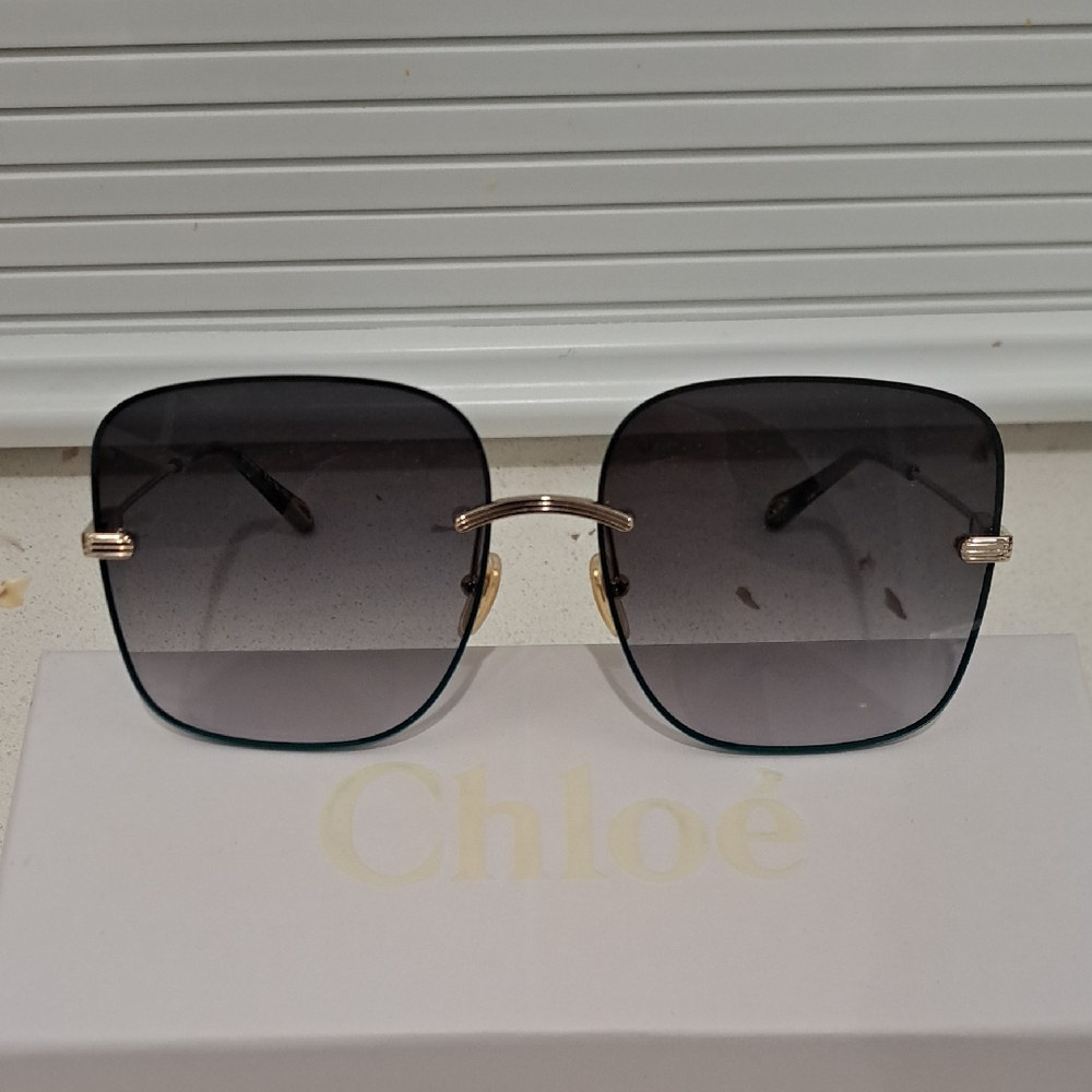 New Chloe Dark Teal and Gold Sunglasses
